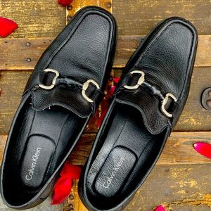Calvin Klein Nash Leather Loafers Horse Bit Buckle Size 10M